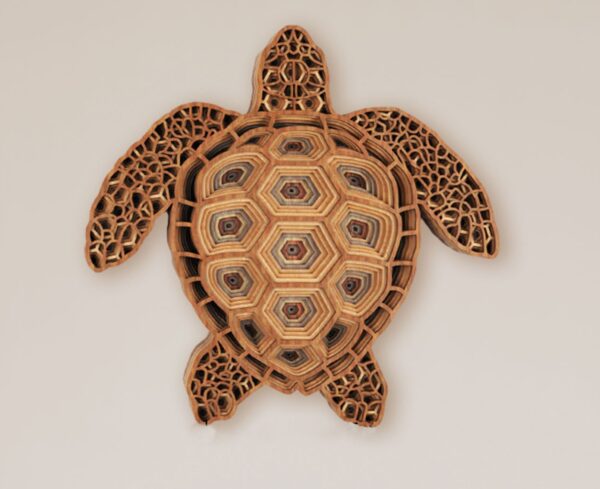 Brown Mesmerizing Turtle Wooden Wall Art