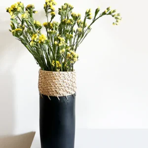 Coal Cylindrical Terracotta Cane Vase