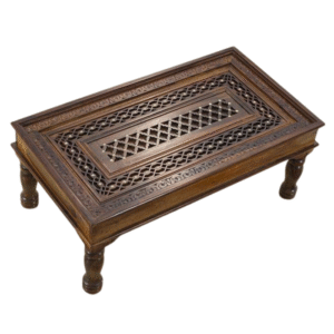 Timeless Solid Wood Coffee Table with Brass Highlights