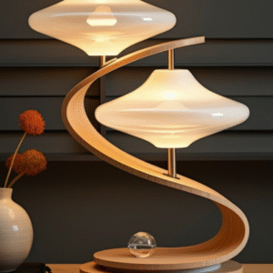 Futuristic Spiral Wood LED Table Lamp