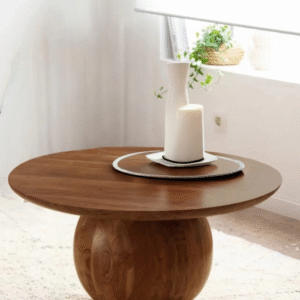 Contemporary Solid Wood Round Coffee Table – Minimalist Style