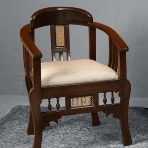 Elegant Colonial-Style Solid Wood Accent Chair with Handcrafted Details