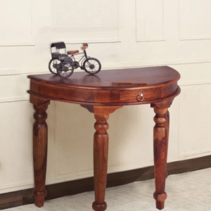 Classic Half-Moon Wooden Console Table with Drawer