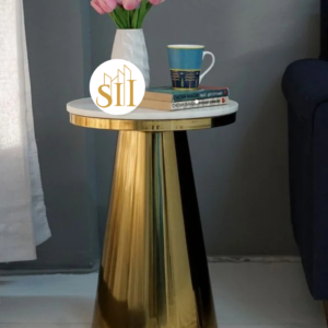 Kenzo Marble Top Side Table – Modern Metal Frame Design