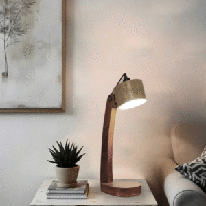 Alice Brown Wooden Table Lamp with Wooden Lampshade