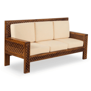 Solid Wood Brass Royal Sofa 3 Seater