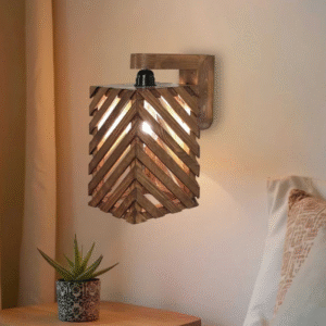 Oblique Wooden Wall Light in Rich Brown Finish