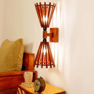 Funnel Duo Brown Wooden Wall Light